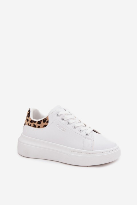 Womens Platform Sneakers Big Star SS274247 White Panther