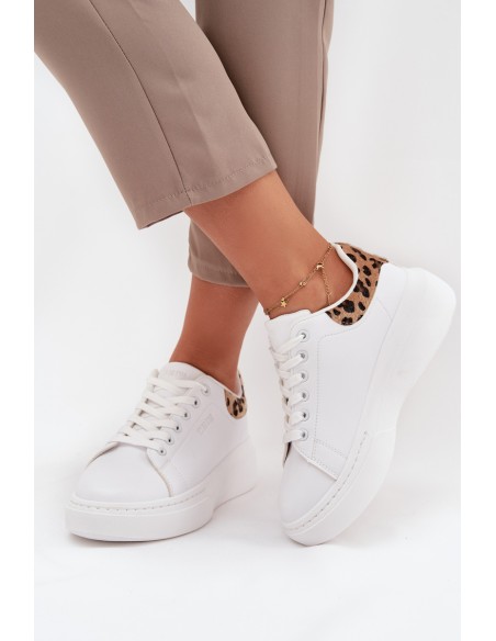 Womens Platform Sneakers Big Star SS274247 White Panther
