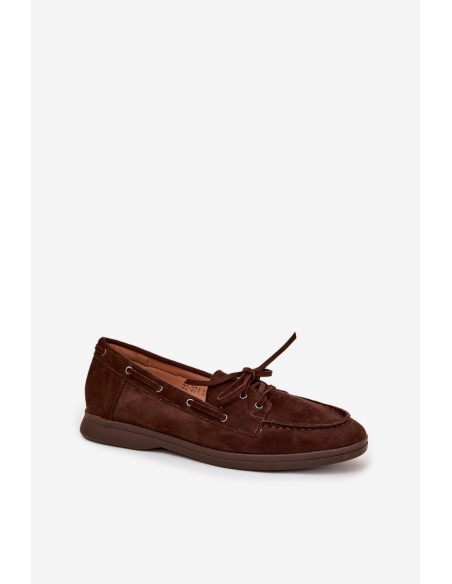 Women's Flat Loafers with Laces Chocolate Zalina