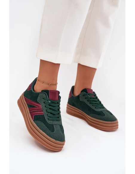 Velvet Women's Sneakers on Platform Green Skye