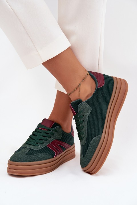 Velvet Women's Sneakers on Platform Green Skye