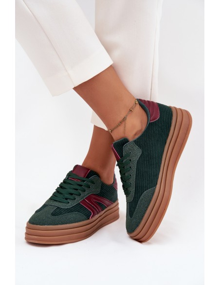 Velvet Women's Sneakers on Platform Green Skye