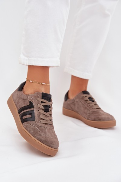 Women's Suede Sneakers Vinceza 79557 Dark Beige