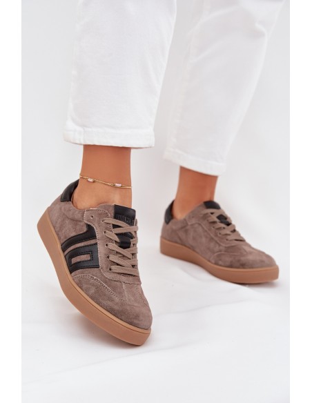 Women's Suede Sneakers Vinceza 79557 Dark Beige