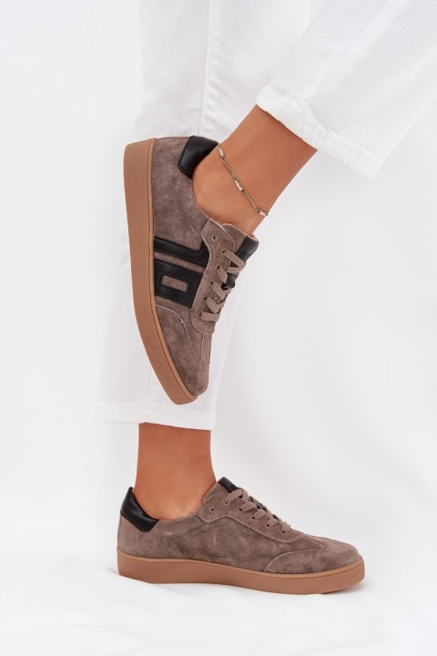 Women's Suede Sneakers Vinceza 79557 Dark Beige