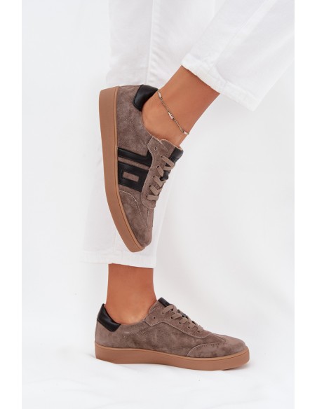 Women's Suede Sneakers Vinceza 79557 Dark Beige