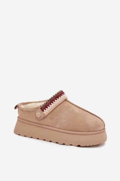 Women's Low Snow Boots With Movable Strap And Embroidery On Platform Light Beige Lyrisse 2