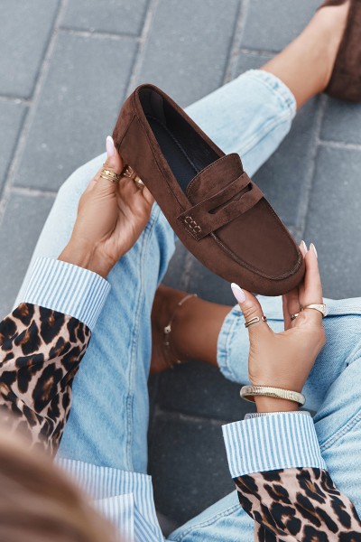 Loafers Moccasins Ladies Flat Dark Brown Soreline