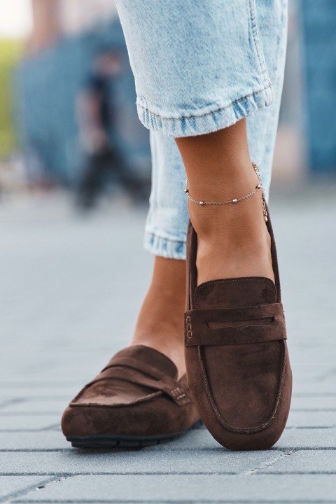 Loafers Moccasins Ladies Flat Dark Brown Soreline