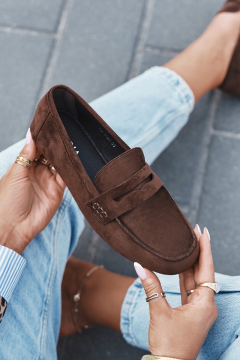 Loafers Moccasins Ladies Flat Dark Brown Soreline