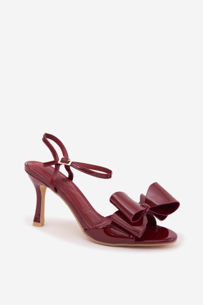 Patent Leather High Heel Sandals with Bow Bordeaux Noliva 2