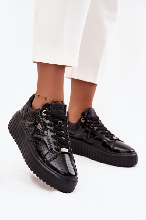 Patent Leather Women's Sneakers On Platform Lee Cooper LCJ-25-09-3870 Black