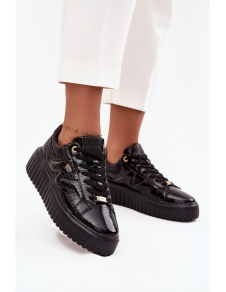 Patent Leather Women's Sneakers On Platform Lee Cooper LCJ-25-09-3870 Black