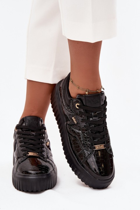 Patent Leather Women's Sneakers On Platform Lee Cooper LCJ-25-09-3870 Black