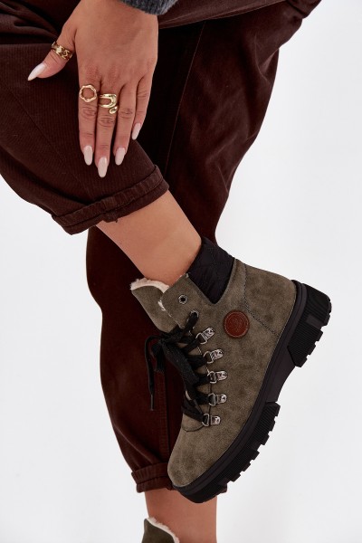 Insulated Women's Traper on Platform Dark Green Zaraine