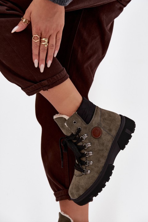 Insulated Women's Traper on Platform Dark Green Zaraine