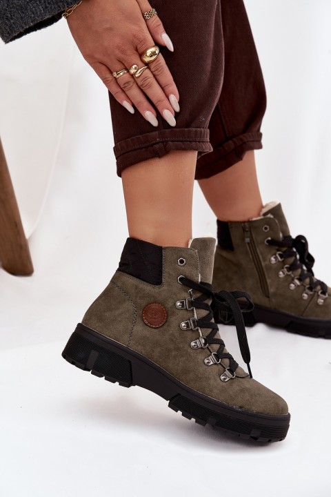 Insulated Women's Traper on Platform Dark Green Zaraine