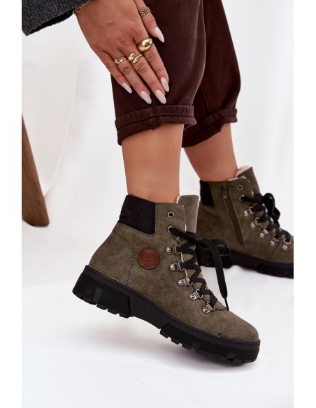 Insulated Women's Traper on Platform Dark Green Zaraine