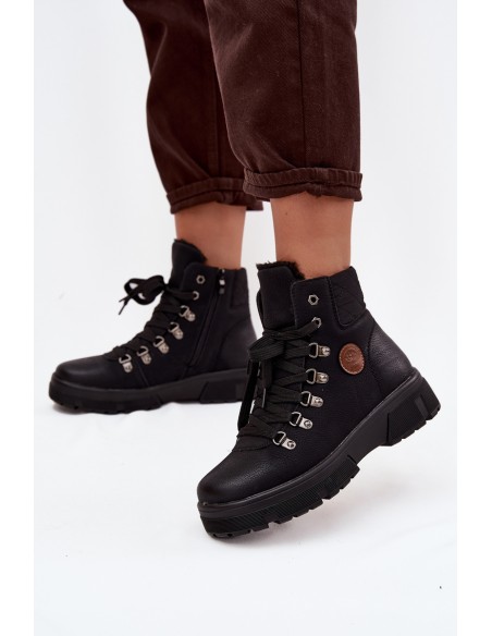 Insulated Women's Trappers on Platform Black Zaraine