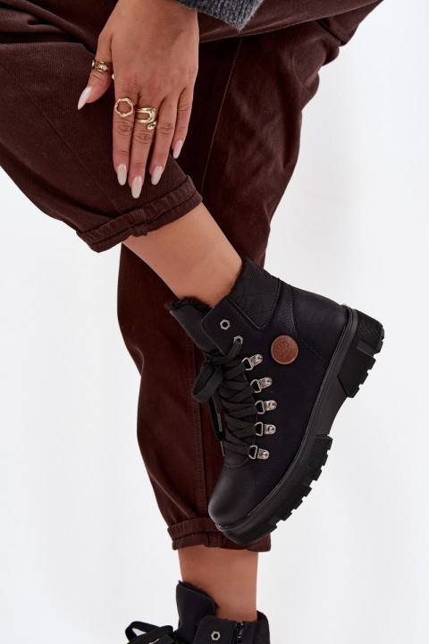 Insulated Women's Trappers on Platform Black Zaraine