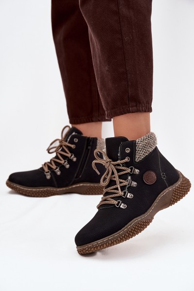 Insulated ankle boots trapper women's black Zenaya