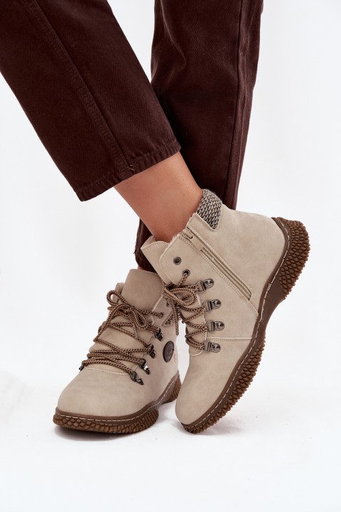Insulated Trapper Boots Womens Light Beige Zenaya