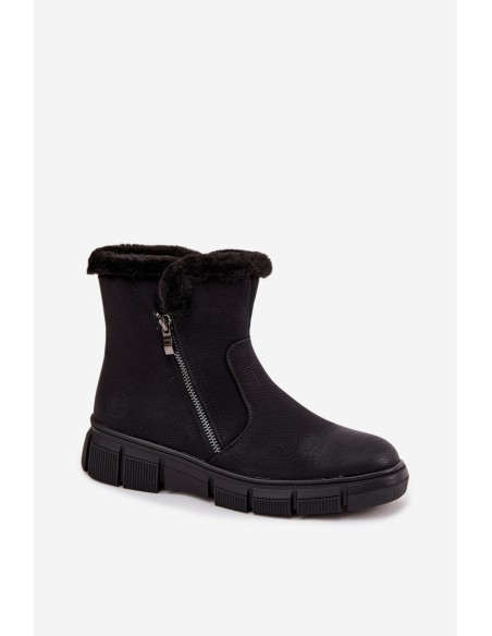 Women's Snow Boots on Platform with Fur Black Briselle