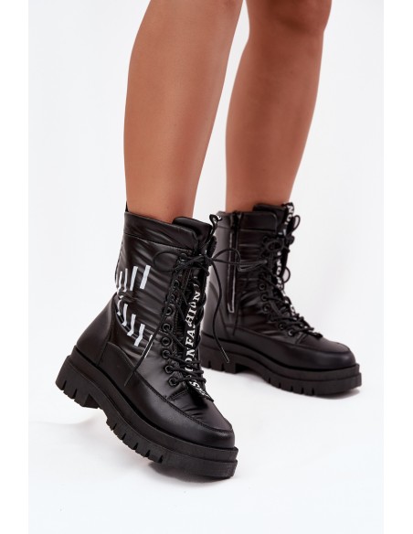 Women's Lace-Up Snow Boots Vinceza 23-34586 Black