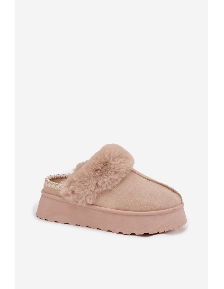 Women Snow Boots On Platform With Fur And Buckle Beige Querina