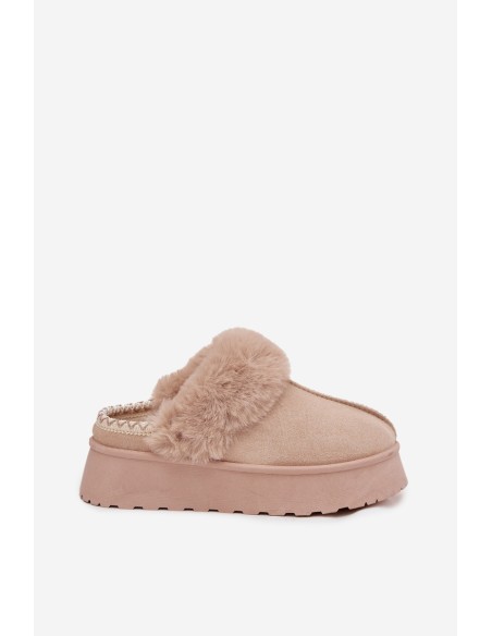 Women Snow Boots On Platform With Fur And Buckle Beige Querina