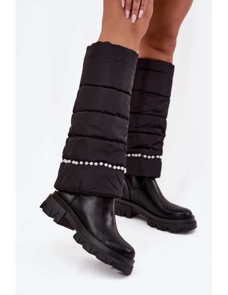 Women's insulated boots with beads Black Irvette