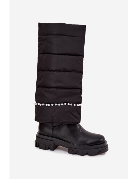 Women's insulated boots with beads Black Irvette
