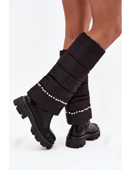 Women's insulated boots with beads Black Irvette