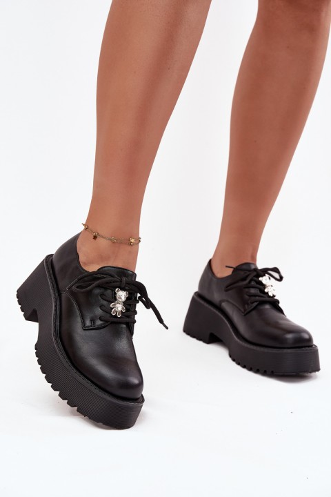 Women's Loafers with Buckle Eco Leather Black Laurea