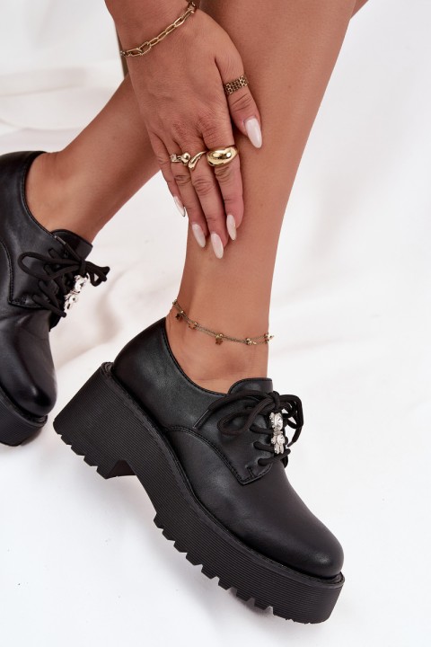 Women's Loafers with Buckle Eco Leather Black Laurea