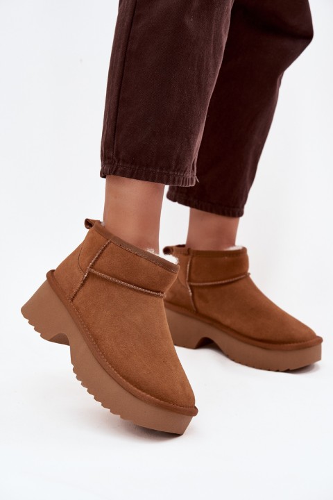 Snow boots made of natural suede lined with warm fleece Camel Milora