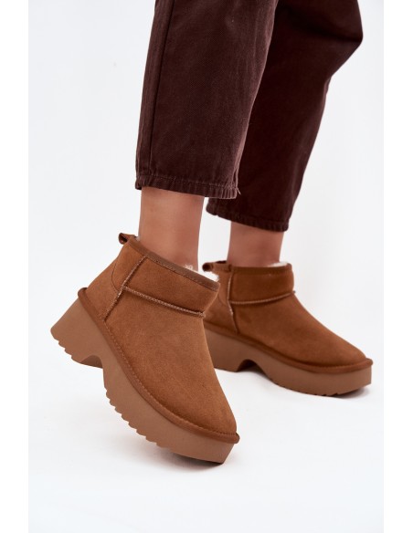 Snow boots made of natural suede lined with warm fleece Camel Milora