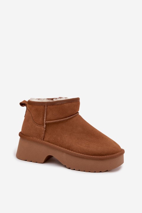 Snow boots made of natural suede lined with warm fleece Camel Milora