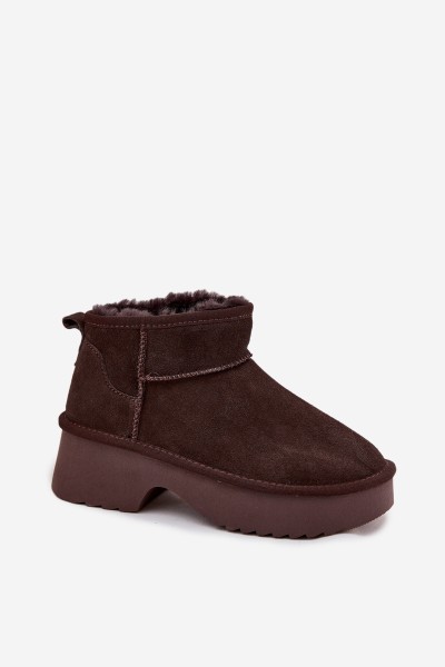 Women's Snow Boots Made of Natural Suede Insulated with Fur Chocolate Milora 2
