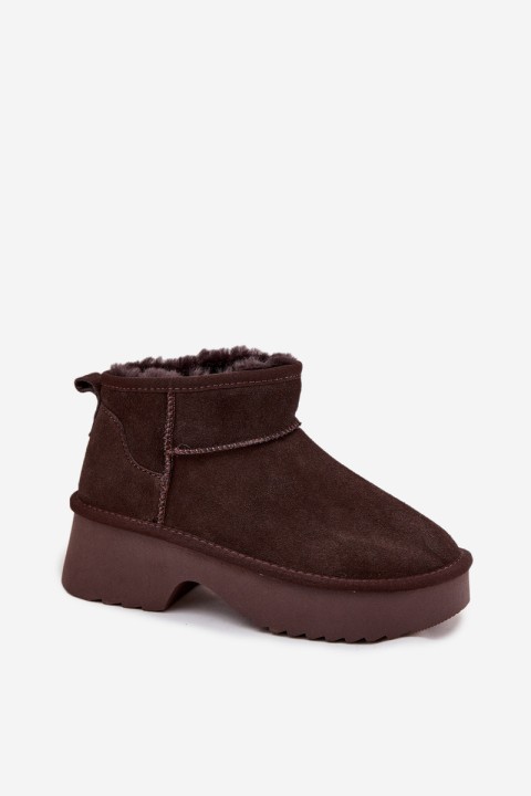 Women's Snow Boots Made of Natural Suede Insulated with Fur Chocolate Milora