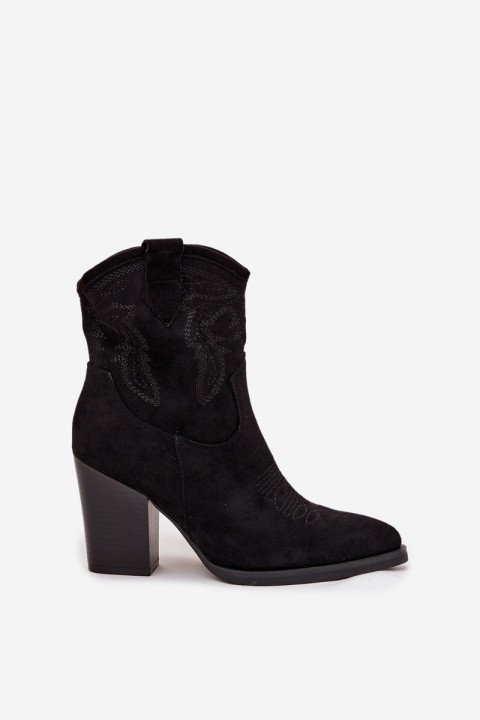 Women's Cowboy Boots on Heel Eco Suede Black Carissa