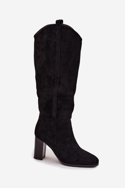 Women's Boots on Heel with Eco Suede Black Prisca 2