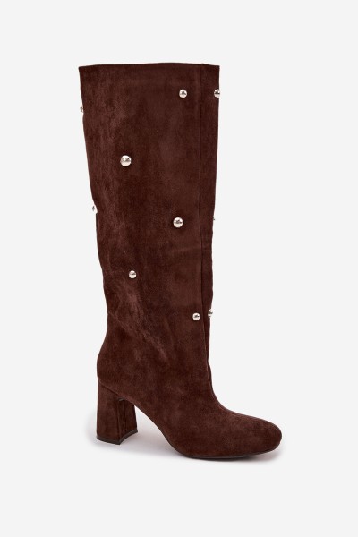 Women's Winter Heeled Boots with Decorative Details Chocolate Lucinda 2