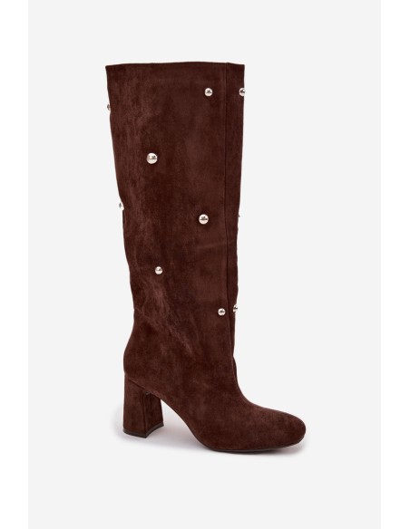 Women's Winter Heeled Boots with Decorative Details Chocolate Lucinda
