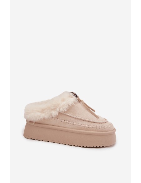 Women's Snow Boots With Fur On Platform Beige Rosmira