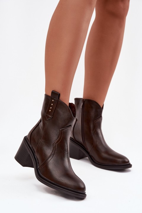 Insulated Women's Ankle Boots On Heel Chocolate Brilynn