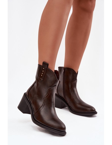 Insulated Women's Ankle Boots On Heel Chocolate Brilynn