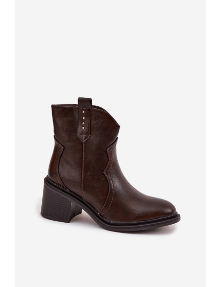 Insulated Women's Ankle Boots On Heel Chocolate Brilynn