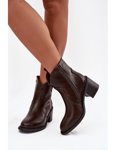 Insulated Women's Ankle Boots On Heel Chocolate Brilynn