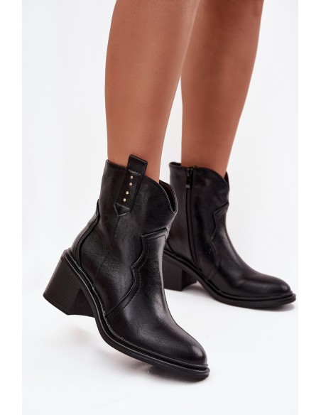 Insulated Women's Ankle Boots On Heel Black Brilynn